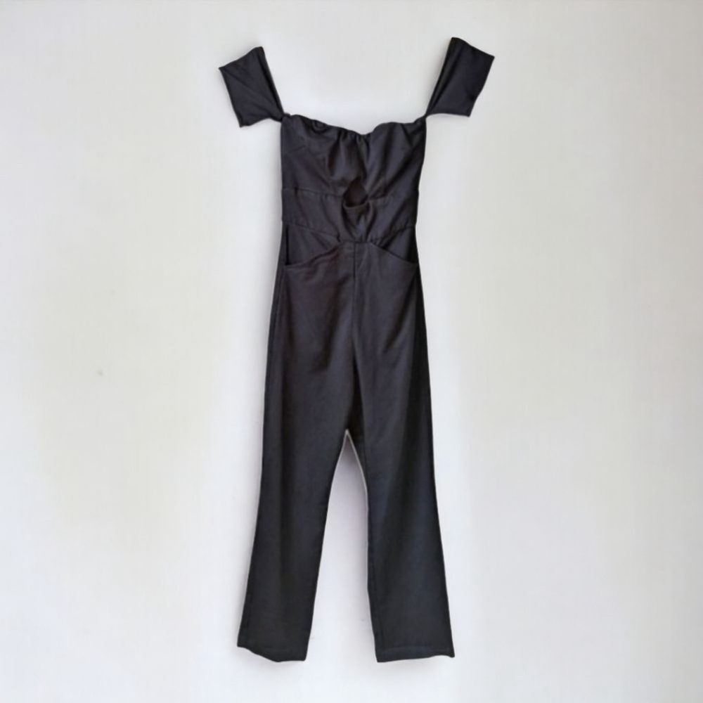 Reformation Off The Shoulder Virginia Jumpsuit Cut Out Stretch Sweetheart Neck 2